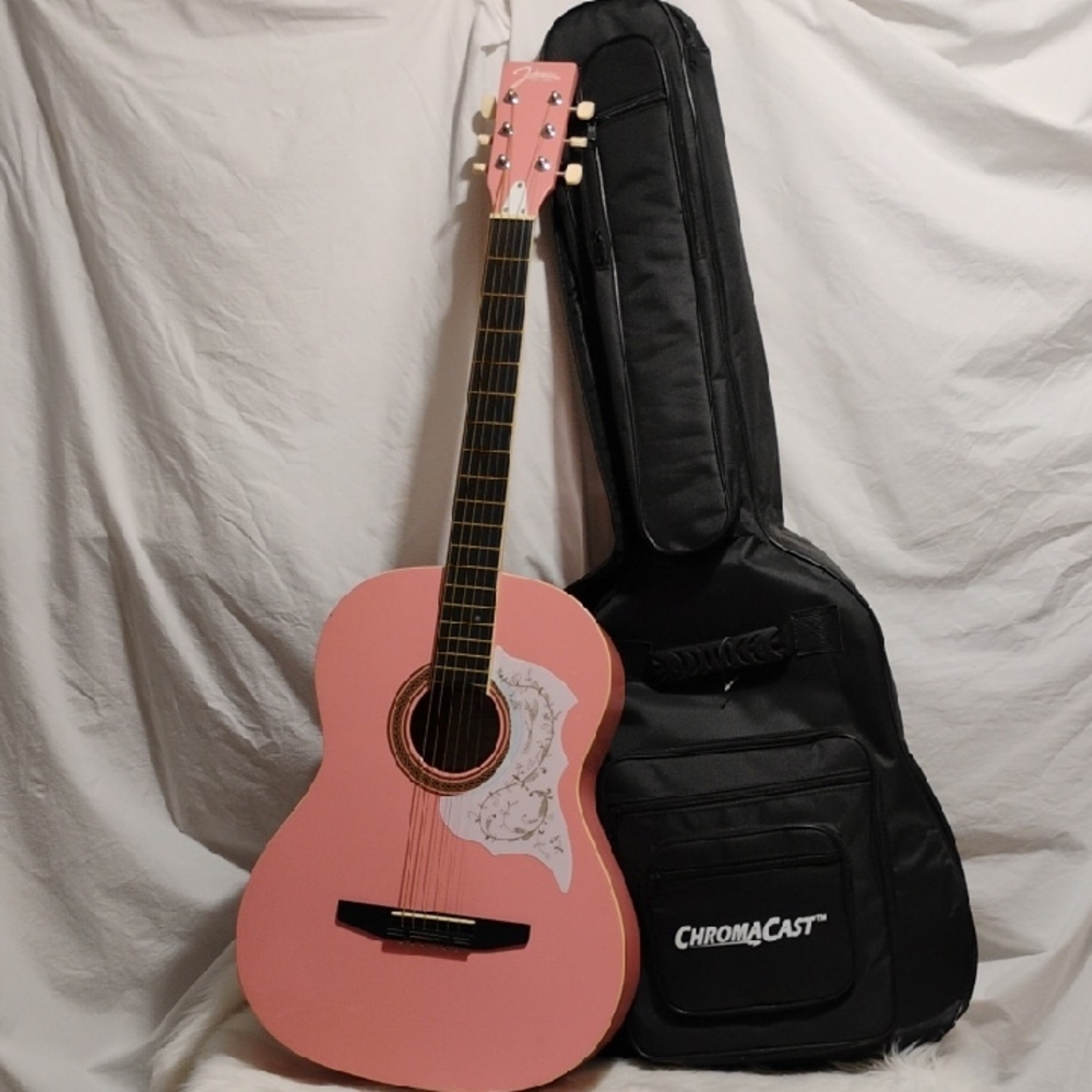 SALE! Johnson JG 100 Pink Acoustic Guitar W Case